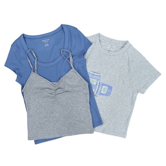 American Eagle/Aerie Assorted Top Bundle Blue Grey Size Small - Picture 1 of 10